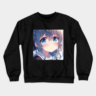 Anime Eyes - Blue and Worried Crewneck Sweatshirt